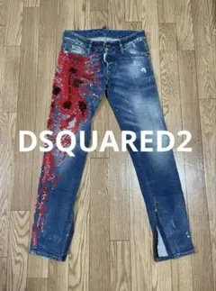 付属品あり【希少】 DSQUARED2 ディースク スキニーデニム 赤い刺繍