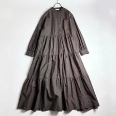美品　ジムフレックス　ティアード　コットン　ロングワンピース　ブラウン　14