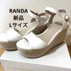 RANDA サンダル ホワイト　ウェッジソール　厚底　ストラップ付き　Lサイズ