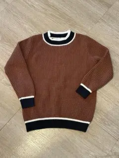 brown×black リブ編みセーター
