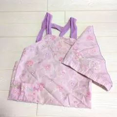 キッズ エプロン 三角巾 セット ボンボンリボン ガール