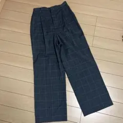 ストレートパンツ　チェックパンツ　M レプシィム　チャコール　きれいめ　ロング
