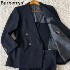 美品✨バーバリー 銀ボタン 紺ブレ モヘア ダブルブレスト スーツ 90s M