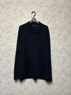 ➕Ｊネイビー 長袖ウールニットポロシャツ 襟付き XXLジル•サンダーデザイナー