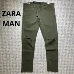 【新品】ZARA MAN ザラ　ストレッチスキニーパンツ　グリーン　3L