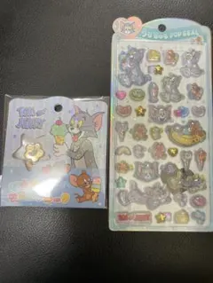 正規品　トムとジェリー　うるちゅるポップシール　おはじきシールフレーク2点セット