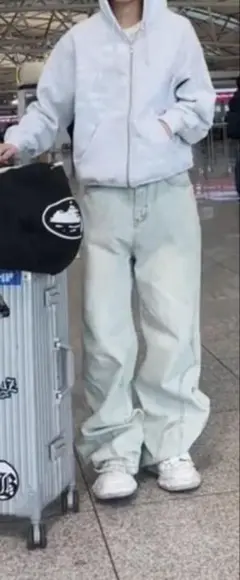 MASONPRINCE サイドベルトワイドフレアデニム　ジーンズ