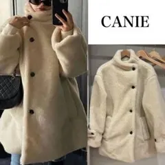 【未使用級】nugu CANIE ハイネックフェイクアルパカミドルコート ボア