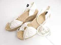 【値下げ】アニエスベー　サンダル　厚底ウェッジソール　靴　ロゴ入　白　23.5㎝