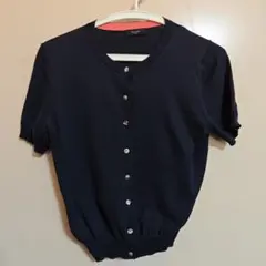 ポールスミス 半袖カーディガン ニット 夏服 M ビジューボタン 紺色 ネイビー