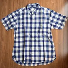 無印良品 MUJI 半袖 チェックシャツ メンズ Mサイズ ブロックチェックのサムネイル