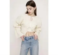 SLY 2WAY POPCORN RIBBON ブラウス　アイボリー