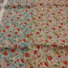 布地　生地　ハギレ　COTTONこばやし　色違い2枚　イチゴとお花