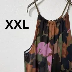 総柄 花柄 ホルターネック ワンピース XXL 大きいサイズ ボタニカル 希少