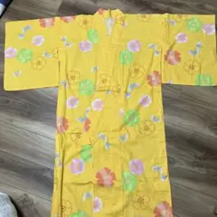 花柄 浴衣 黄色 綿100%