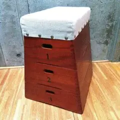 【大型・希少】木製 跳び箱型 3段収納ケース おもちゃ箱 桐製 取説付