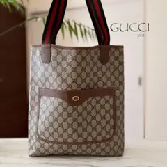 極稀少 GUCCI オールドグッチ GG柄 レザートートバッグ