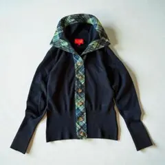 希少　ヴィヴィアンウエストウッド カーディガン チェック切り替え　オーブボタン