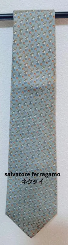salvatore ferragamo シルク ネクタイ 水色