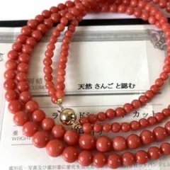 桃珊瑚 k14 2連グラデーションネックレス3.5-6.5mm 鑑別書付 無染色のサムネイル