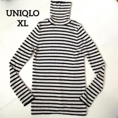 UNIQLO ユニクロ ボーダー リブタートルネックXL 100%ウール