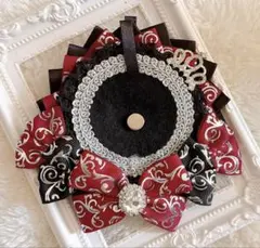 178 ハンドメイド 痛ロゼット ブラック バーガンディ