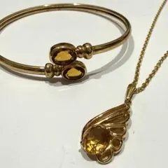 シトリン？ネックレスとブレスレットのセット