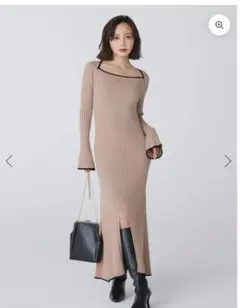 【anuans】バイカラーマーメイドニットワンピース