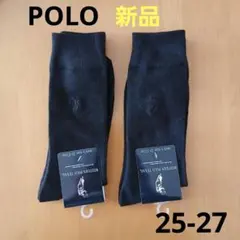 POLOポロ メンズソックス 25-27cm 黒 ブラック 2足セット