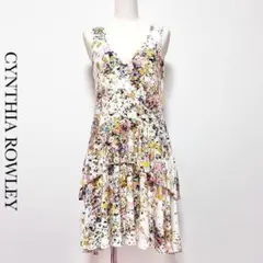 送料無料 美品 CYNTHIA ROWLEY ノースリーブ 総柄 ワンピース