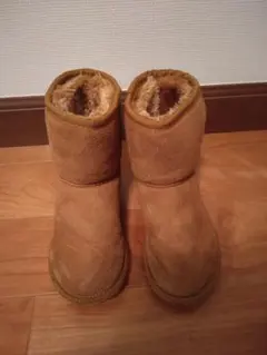 ☆17.0㎝ 美品 ブラウン スエード ブーツ ムートン 防寒 暖か 冬用 茶☆