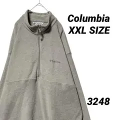 Columbia フリースジャケット XXL ハーフジップ 刺繍ロゴ ベージュ