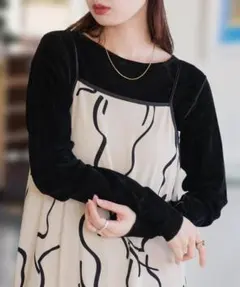 カスタネkastaneチュールベロアロンTEE黒A26202のサムネイル