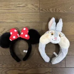 ミニーマウスとバニーのカチューシャセット　とんすけ&ミニー2個セット