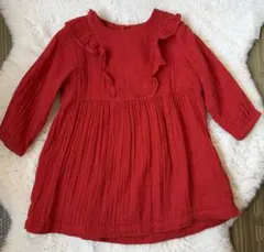 （訳あり）　プチバトー　赤のワンピース　24m86cm