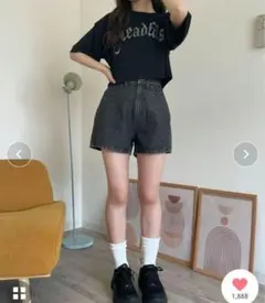 新品未使用タグ付き　WEGO/【25年春夏新作】デニムショートパンツ　ブラック