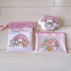 サンリオキャラクターズ プチ巾着 フラットポーチ クッションキーホルダー