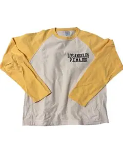 Champion ラグラン　ロンT ホワイト/イエロー