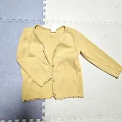 イエローリブ編み長袖カーディガン