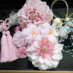 和装振袖打掛成人式卒業式結婚式等に髪飾りセット　ライトピンク