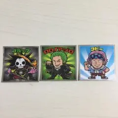 ロッテ ワンピースマンREDシール 3枚セット ブルック ゾロ コビー