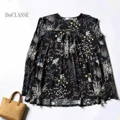 DoCLASSE ドゥクラッセ ノースリーブチュニック 黒 花柄 M トップスのサムネイル
