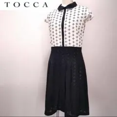 【良品】TOCCA トッカ 花柄刺繍　プリーツバイカラー ワンピース