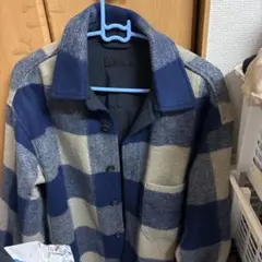 ウール混チェック柄シャツジャケット