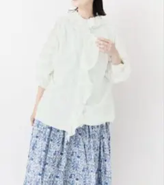 Veritecoeur VC2839 Ice Gray フリルブラウスのサムネイル