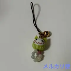 貓　玻璃工藝　迷你鑰匙圈　綠