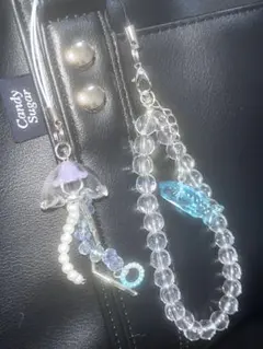 ビーズキーホルダー 2点セット ハンドメイド 平成 クラゲ