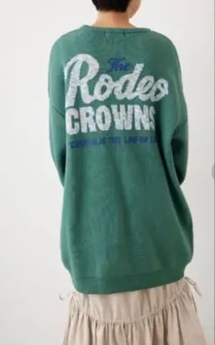【美品】Rodeo Crowns グリーンニット 長袖 オーバーサイズ