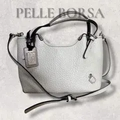 ペレボルサ　シボ革　トートバッグ　ショルダーバッグ　チャーム　2way ホワイト