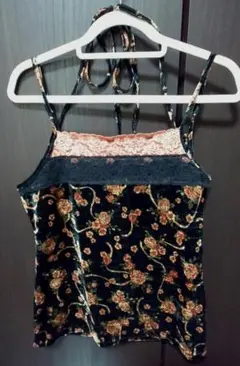 【Q*TO*P】ベロア花柄キャミソール